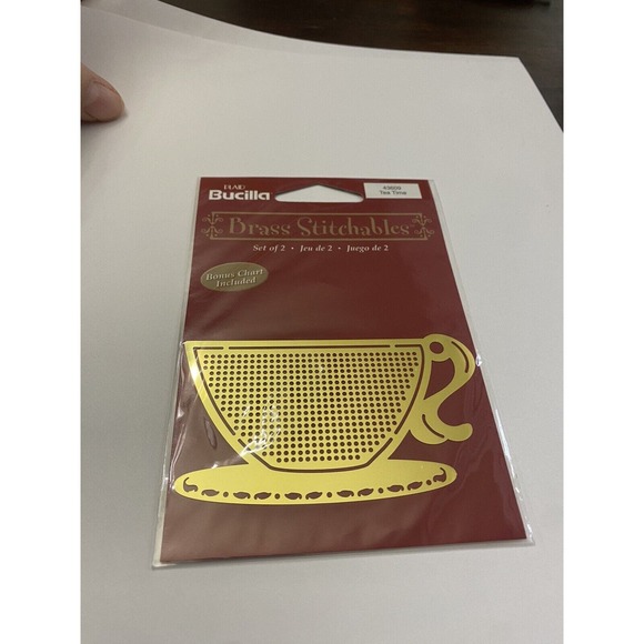Bucilla Other - Plaid Bucilla Brass Stitchables Tea Time Set of 2 Cross Stitch Forms + Chart